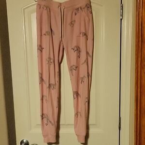 Justice Drawstring Pink Joggers With Fox Graphics  37" Long, Inseam 26" Sz 16/18